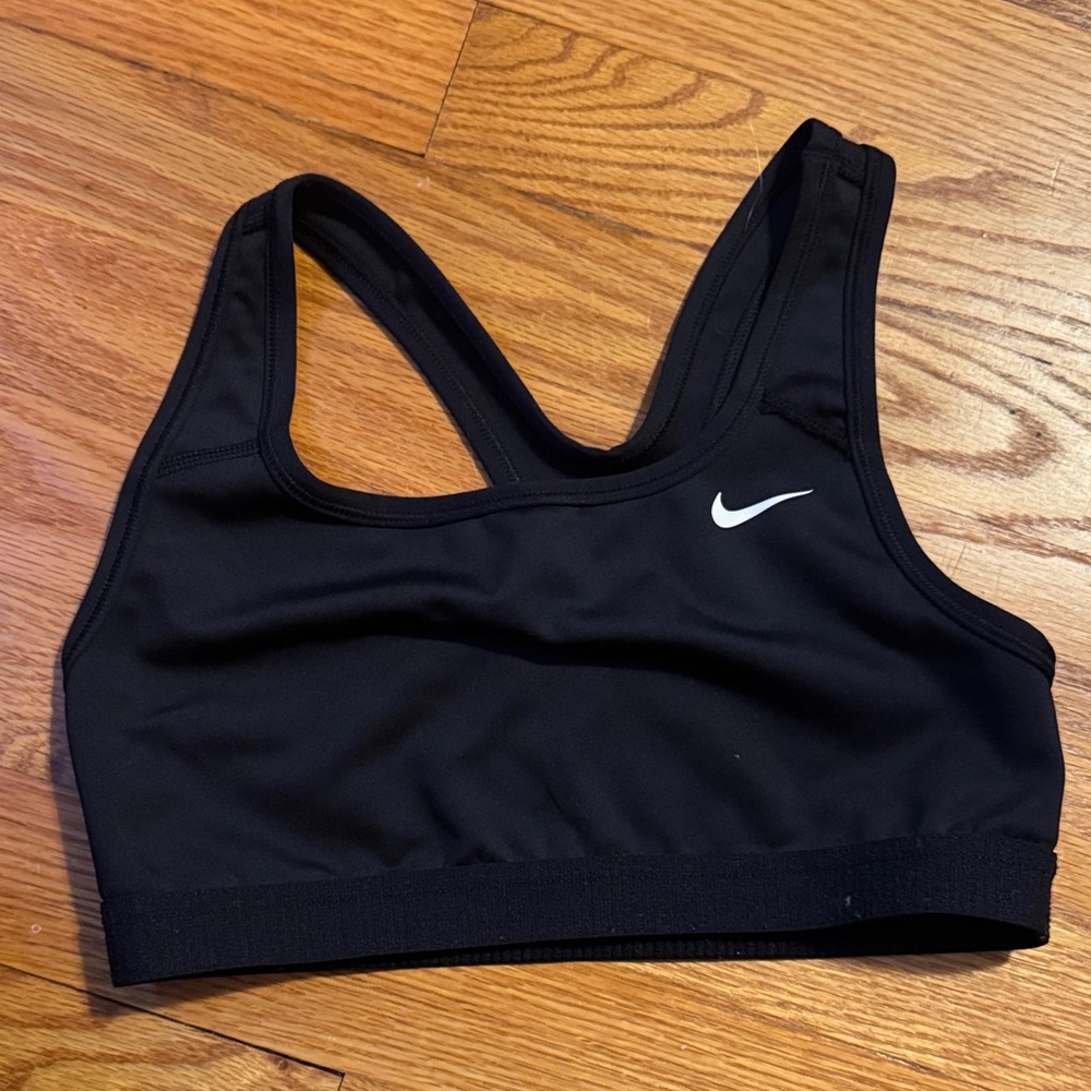 Nike Women's Black Sports Bra with White Logo